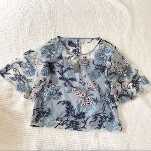 NWT Romeo and Juliet couture sheer floral shirt